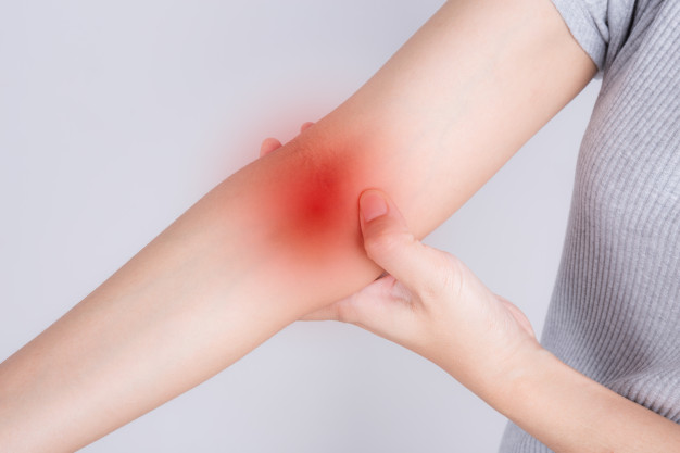 Elbow pain area showing on the inner side of elbow